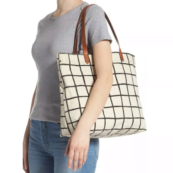 Madewell Handbags - Madewell Canvas Tote Shoulder Bag Leather Handle